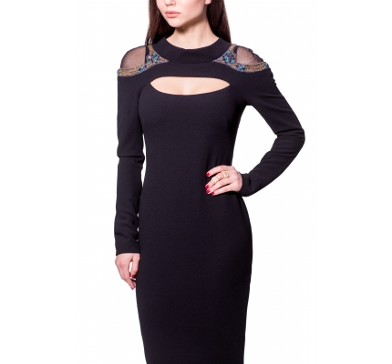 Black dress  with net shoulders