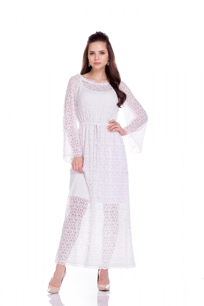 Платье белое с кружевом - Фото