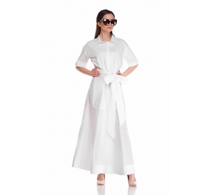 Сукня-сорочка з прошвою білого кольору