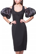 Сукня чорна з рукавом з органзи - Фото
