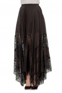 Skirt with lace black color - Фото
