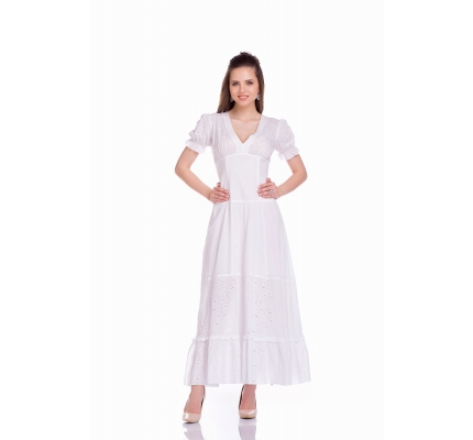 Платье белое комбинированное с прошвой