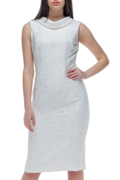 Платье фактурное белого цвета - Фото