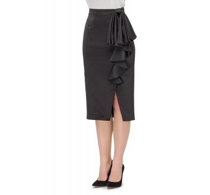Skirt with flounces black color