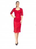 Dress red color with lace  - Фото