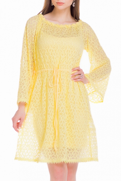 Dress tunic of yellow color - Фото
