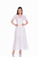 Платье белое комбинированное с прошвой - Фото