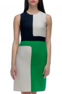 Сукня з кольоровими блоками (синій, білий, зелений) + болеро - Фото