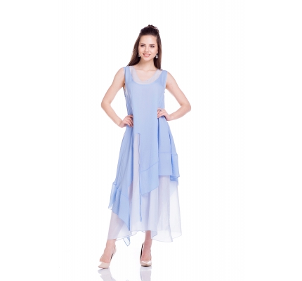 Сукня двошарова вільного крою блакитного кольору