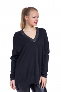Sweater black color with paillette - Фото
