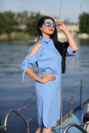 Dress with cutouts pale blue - Фото