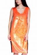 Платье с оранжевыми пайетками  - Фото