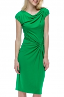 Платье с драпировкой зеленого цвета - Фото