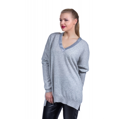 Sweater gray color with paillette