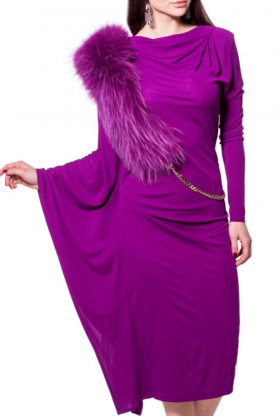 Платье лиловое с углами  - Фото