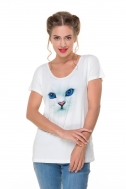 T-shirt white color with a cat - Фото