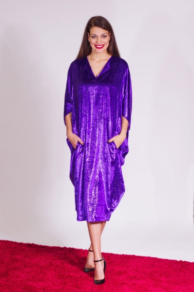 Плаття велюрове фіолетове буль - Фото