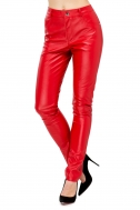 Pants made of eco-leather red - Фото