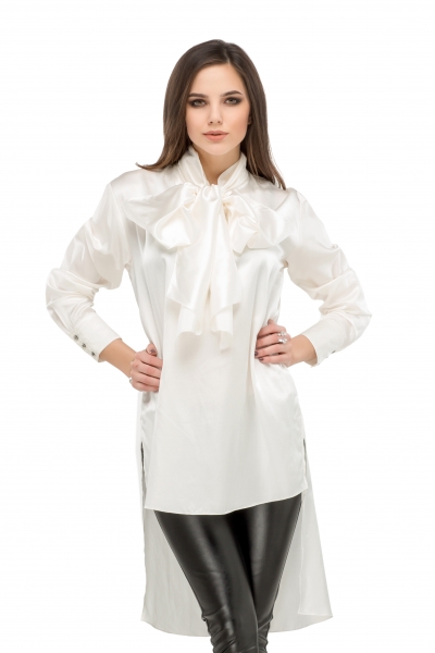 Milk blouse with a bow  - Фото