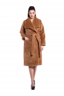 Coat beige color with the belt - Фото
