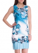 Платье голубого цвета с принтом - Фото
