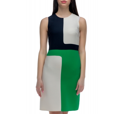 Сукня з кольоровими блоками (синій, білий, зелений) + болеро