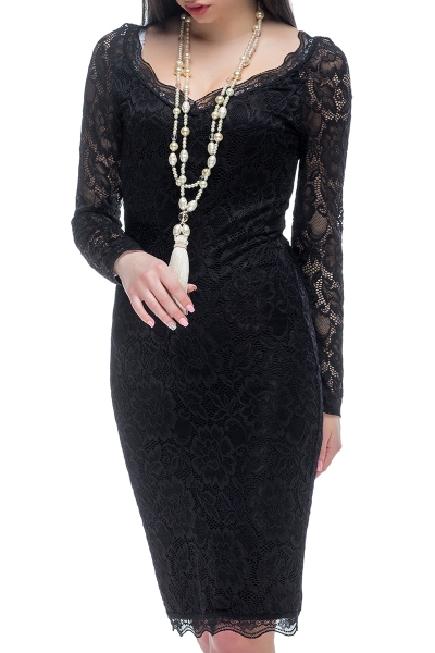 Платье из кружева черного цвета - Фото