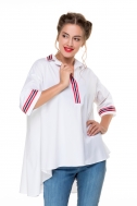 Shirt white color with red and blue stripes - Фото