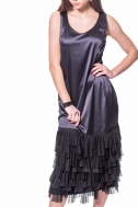 Платье чёрное с бахромой  - Фото