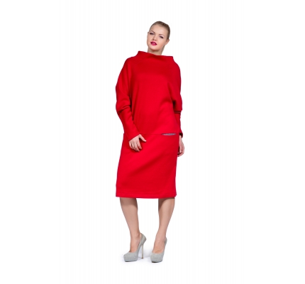 Dress red color with pockets  