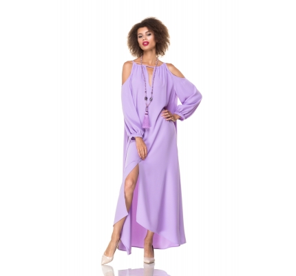 Dress lavender color with open shoulder