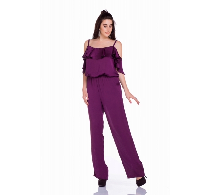 Jumpsuit with ruffles blueberry color