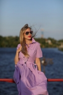 Платье трикотажное лилового цвета - Фото