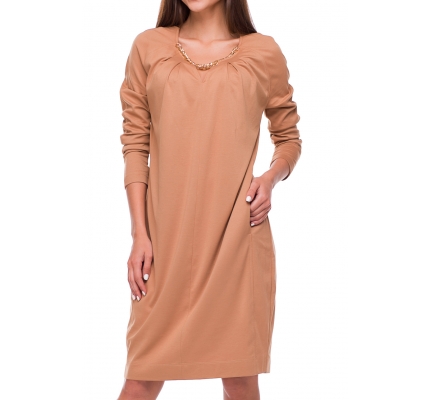 Beige dress with long sleeves