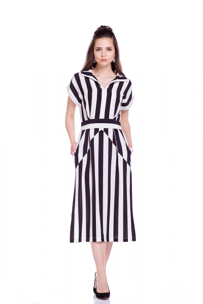 Striped dress with a zipper - Фото