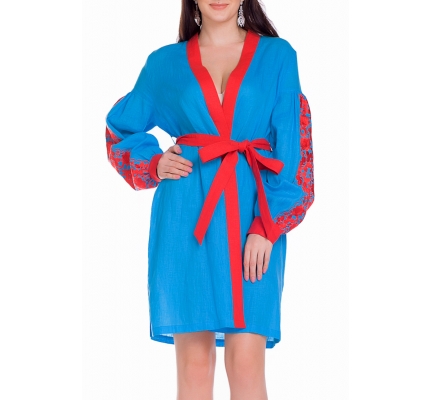 Платье-вышиванка синего цвета