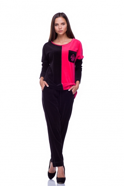 Costume velor pink and black color - Фото