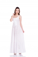White color sundress with lacing on the chest - Фото